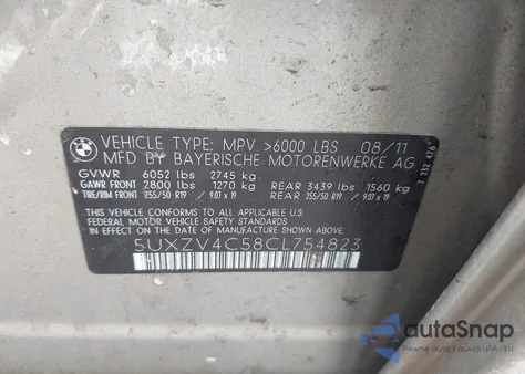 2012 BMW X5 xDrive35I/xDrive35I Premium/xDrive35I Sport Activity z USA, uszkodzony, nr VIN 5UXZV4C58CL754823